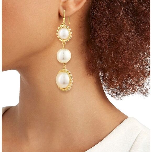 Rosantica Faux Pearl, & Crystal Drop Earrings - Picture 2 of 7